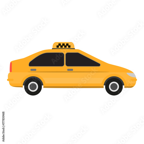 Taxi car yellow. Fast taxi service concept. Commercial public transport.