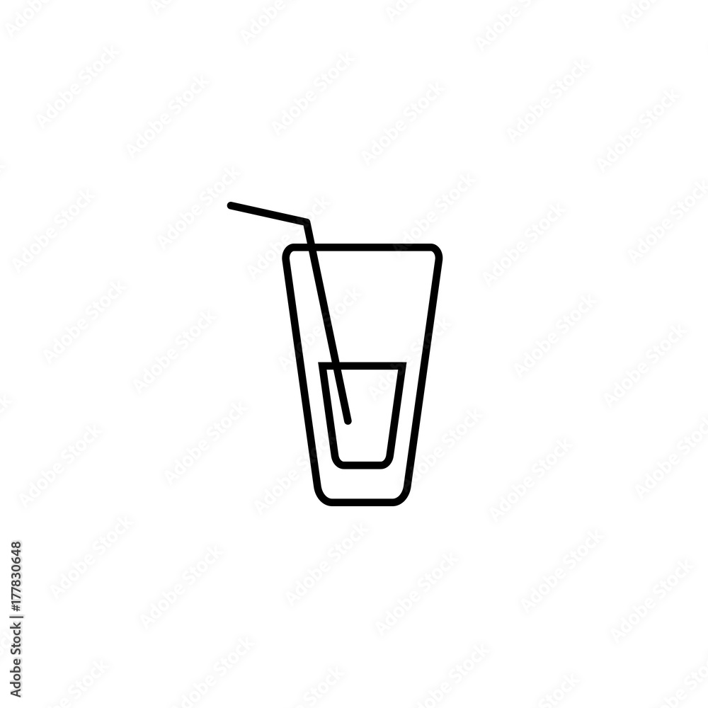 glass with straw line black icon glass with straw line black icon