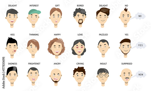 Men faces set.