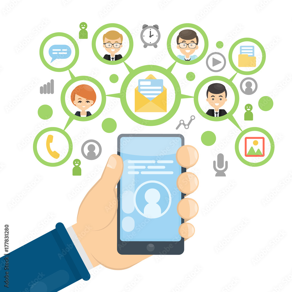 Social network using smartphone. Social network using smartphone.