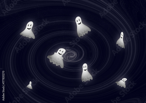 ghosts on a black background