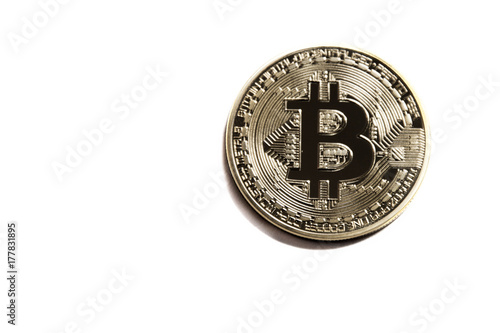 golden bitcoin isolated on white background