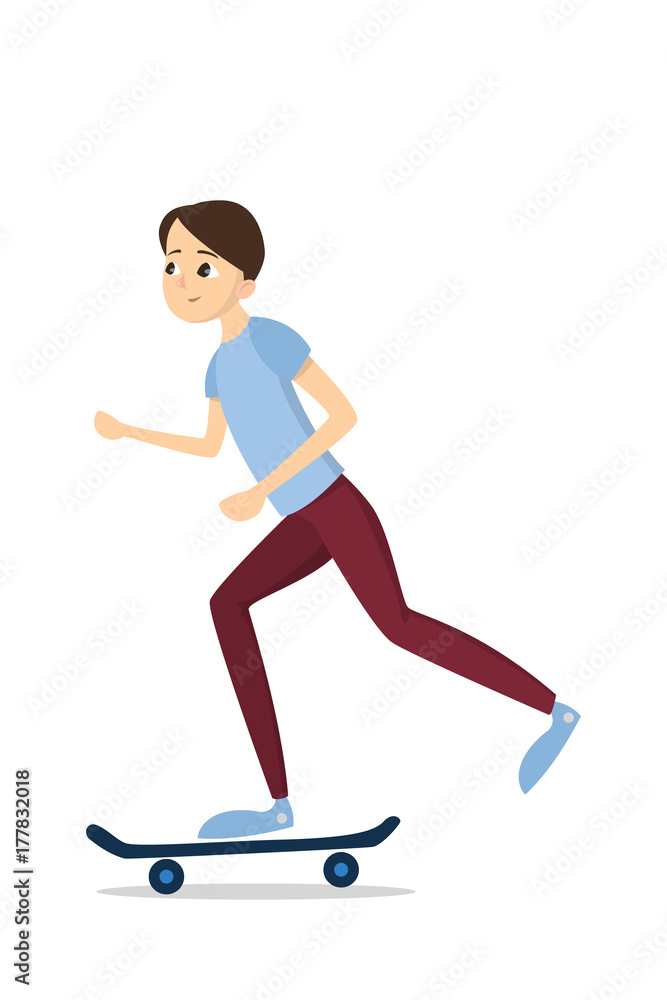 Isolated skateboarding boy. Isolated skateboarding boy.