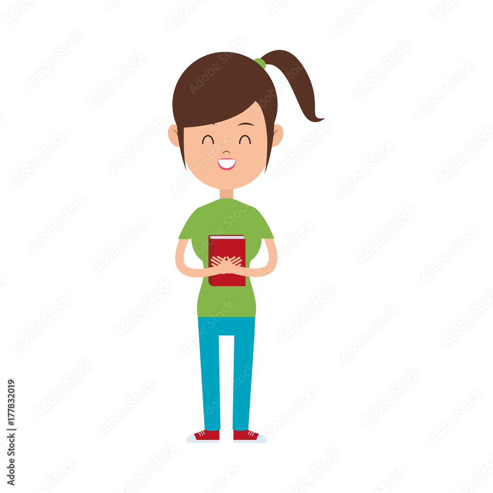 happy girl holding book icon image vector illustration design happy girl holding book icon image vector illustration design