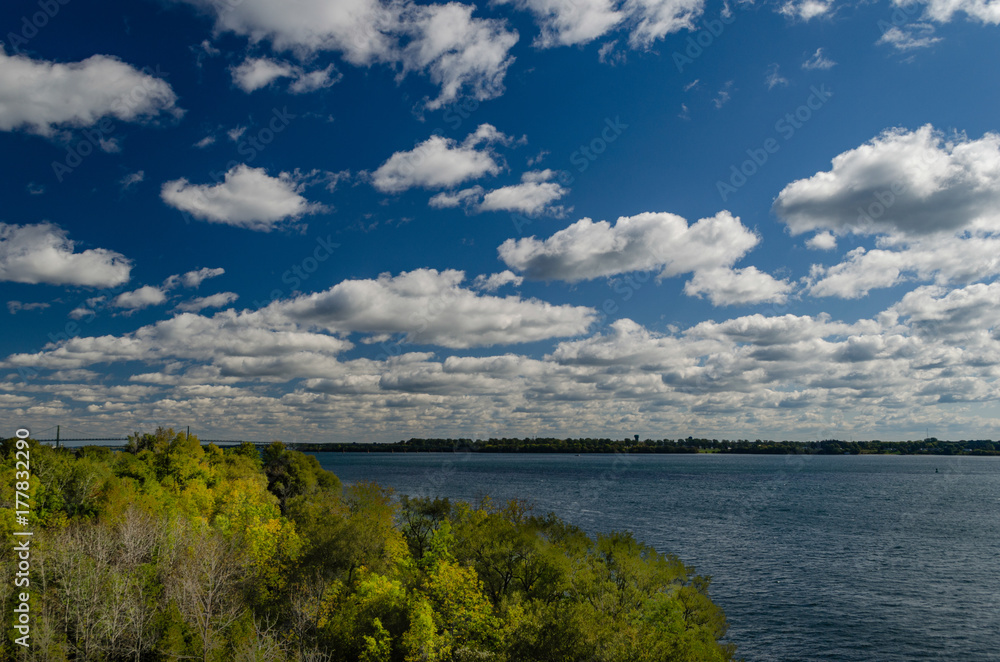 St. Lawrence River, coastline and blue sky