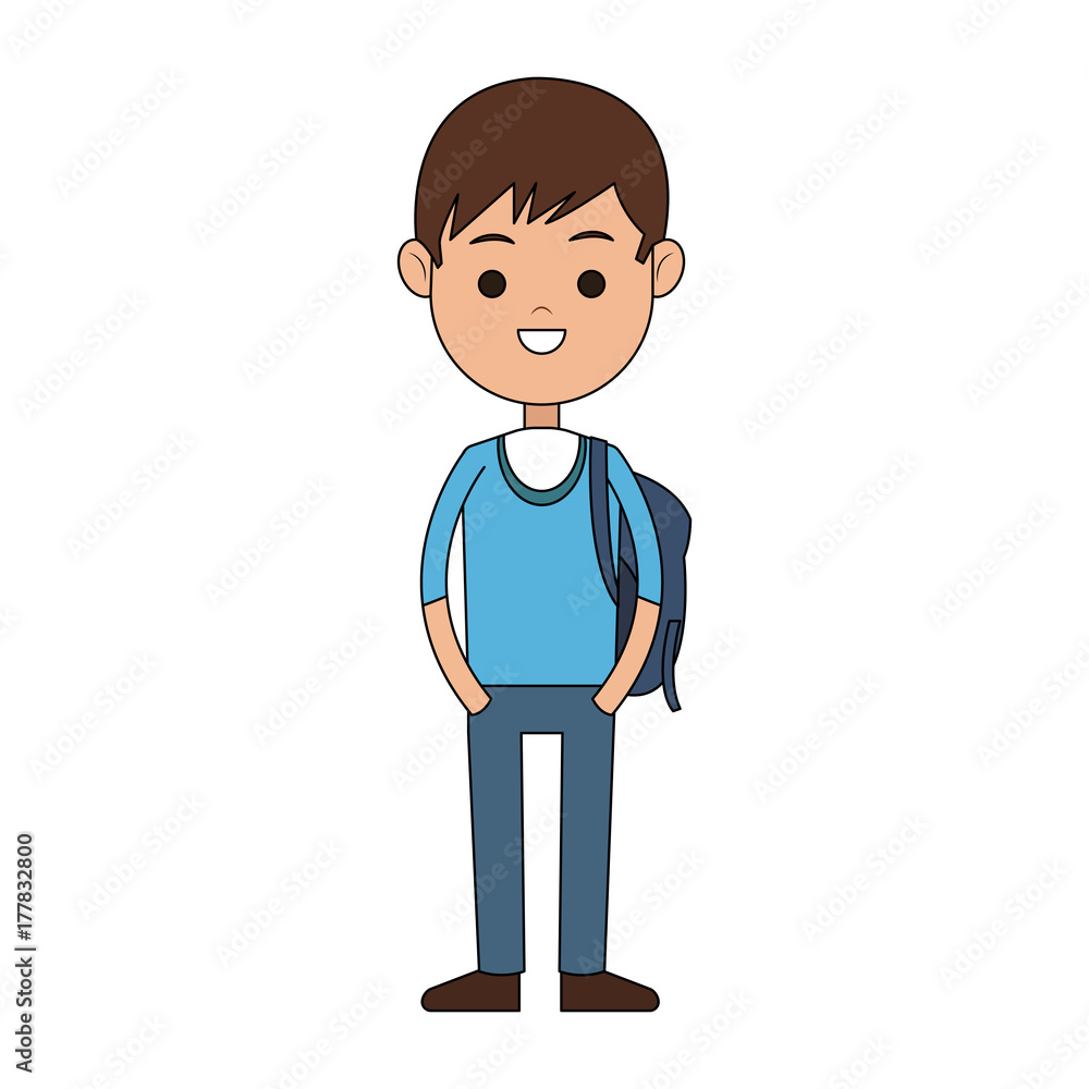 male student carrying bag happy cartoon icon image vector illustration design 
