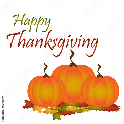 Group of pumpkins and leaves, Thanksgiving day, Vector illustration
