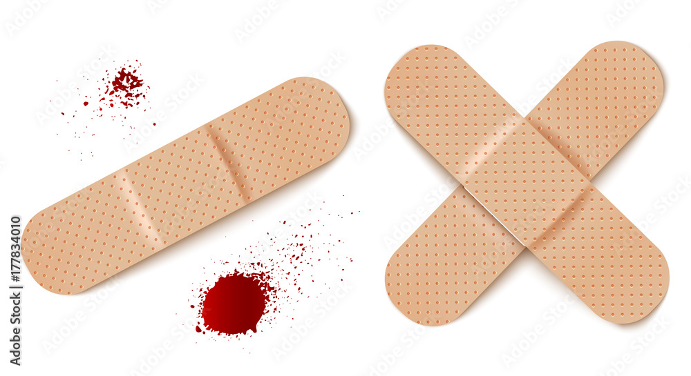 © Serazetdinov - aid bandages and blood drops. © Serazetdinov - aid bandages and blood drops.