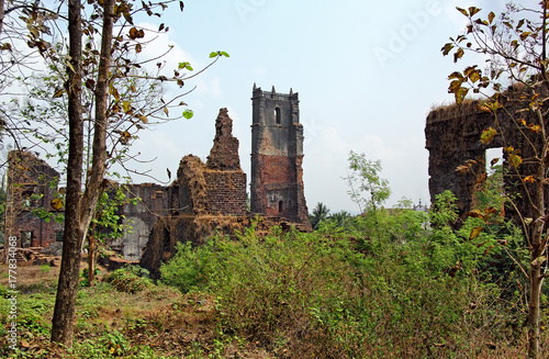 Slika na platnu Remains of belfry of the Church of St Augustine and monastery in Old Goa, India