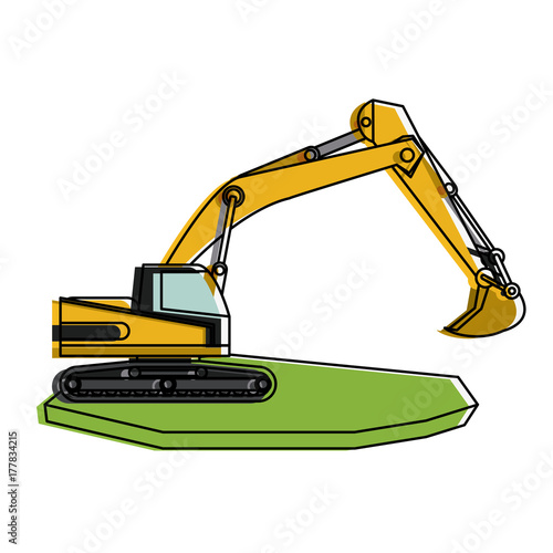 backhoe heavy machinery construction icon image vector illustration design 