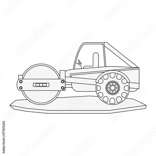 steamroller heavy machinery construction icon image vector illustration design  black line