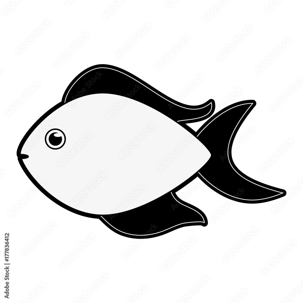 fish sideview icon image vector illustration design  black and white