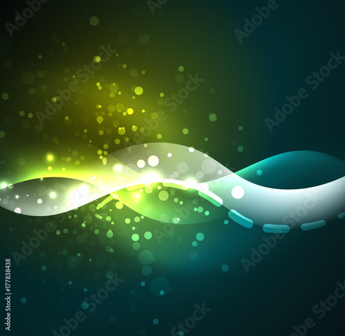 Vector glowing wave, smoke design wavy lines