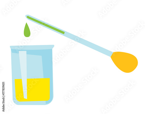 Laboratory pipette adding fluid to a beaker