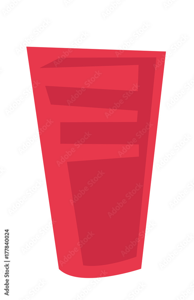 Red plastic glass vector cartoon illustration isolated on white