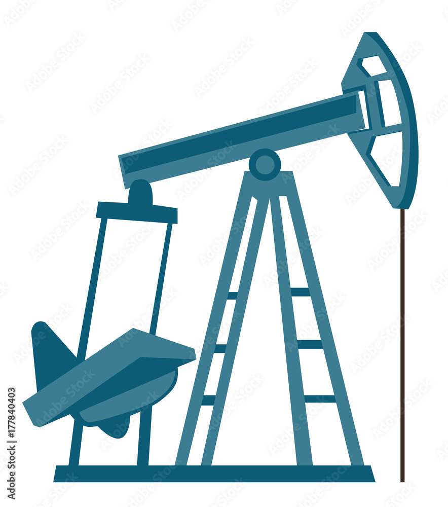 Oil pump jack vector cartoon illustration isolated on white background