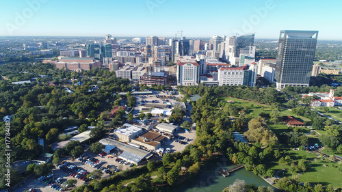 Aerial view of Herman Park near Medical center in downtown Houston, Texas