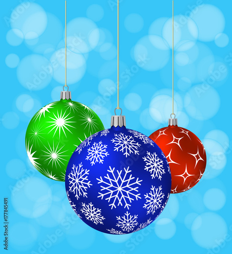 Three Christmas balls with different patterns