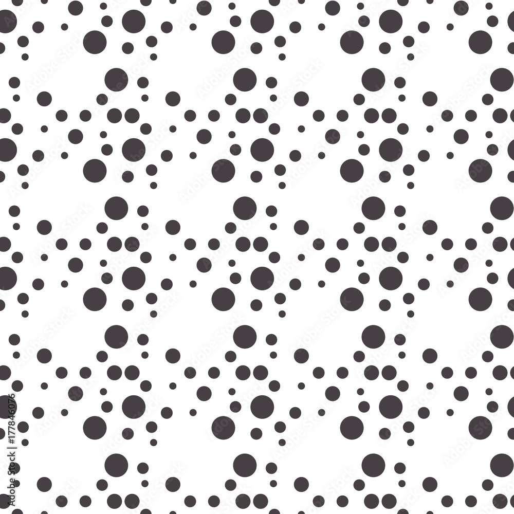 Seamless pattern with black polka dots texture on white in vector. Simple design for package, wallpaper, cover, template, background. Seamless pattern with black polka dots texture on white in vector. Simple design for package, wallpaper, cover, template, background.