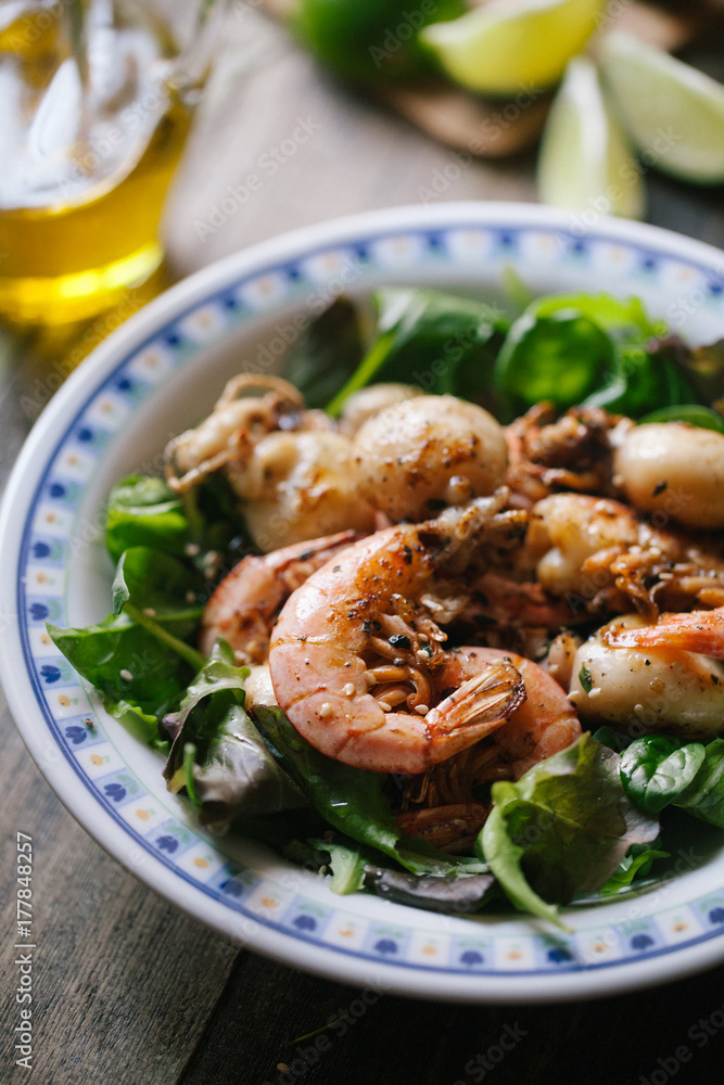 Salad with shrimp and cuttlefish Salad with shrimp and cuttlefish