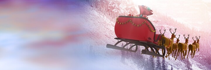 Winter transition of Santa's sleigh and reindeer's