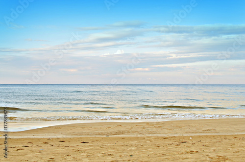 Beach with blue sky, Wave, view to sea and Cloud