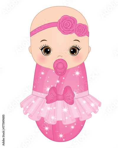 Vector Cute Baby Girl Dressed as Princess