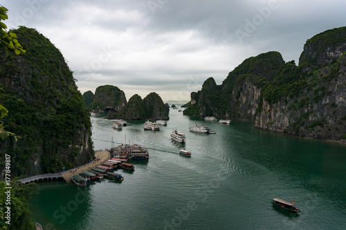 Aerial view on lagoon in Halong Bay