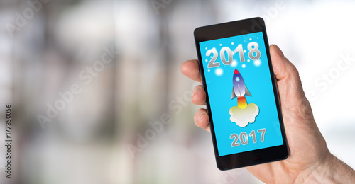 New year 2018 concept on a smartphone