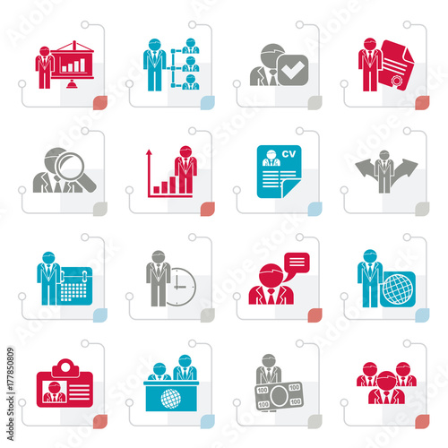 Stylized Human resource and employment icons  -vector icon set photo