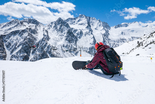 Snowboarding in Austria, sunny weather