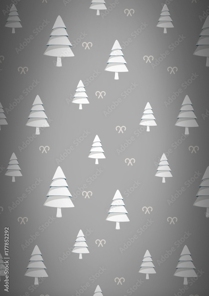 Christmas trees pattern on grey background Christmas trees pattern on grey background