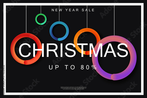 Vector realistic isolated clearance sale poster for Christmas with abstract fluid design for decoration and covering on the dark background. Concept of Merry Christmas and Happy New Year.