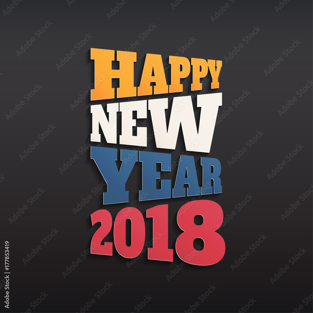 Happy new 2018 year. Greetings card. Colorful design. Vector illustration