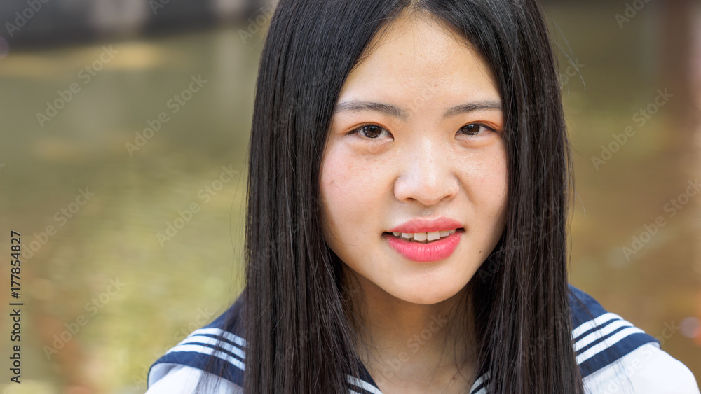 Portrait of asian girl student in school uniform japanese style. Portrait of asian girl student in school uniform japanese style.