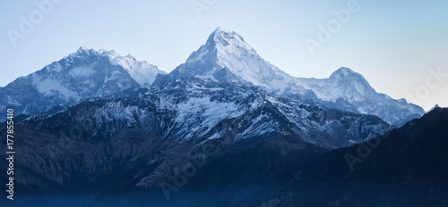 Tibetan mountains daybreak, Nepal, Annapurna trek.