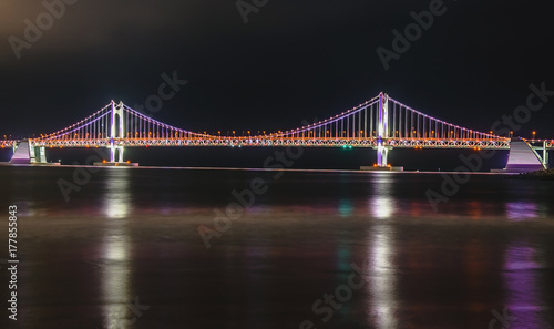 GwangAn Bridge and Haeundae at night in Busan,Korea 