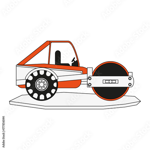 steamroller heavy machinery construction icon image vector illustration design