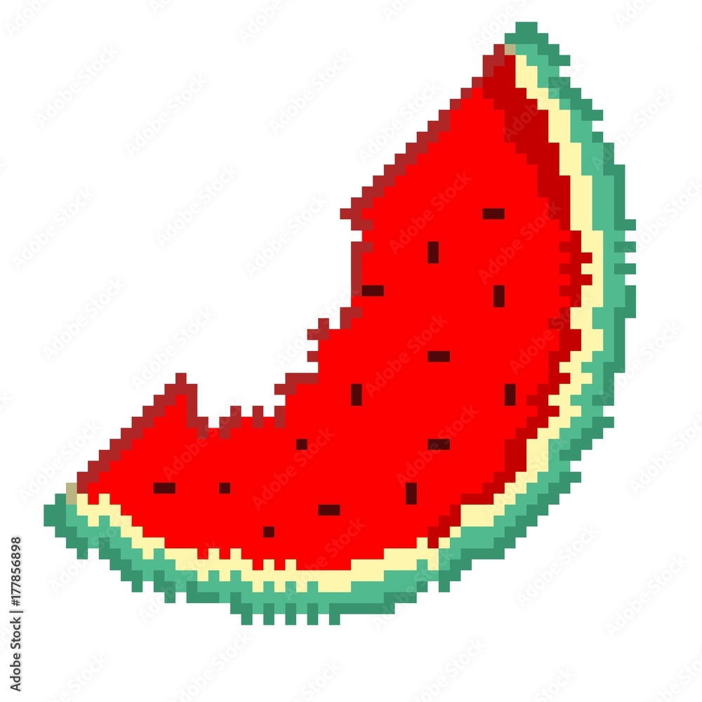 watermelon pixel art Stock Illustration | Adobe Stock