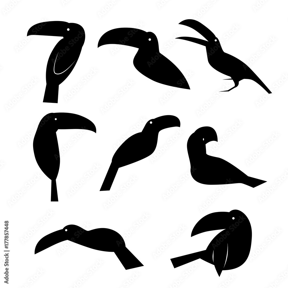 Naklejka premium birds profiles icons