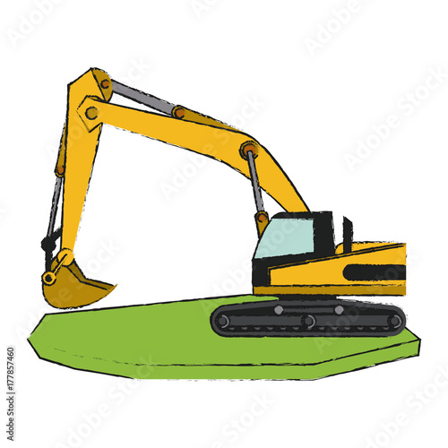 backhoe heavy machinery construction icon image vector illustration design