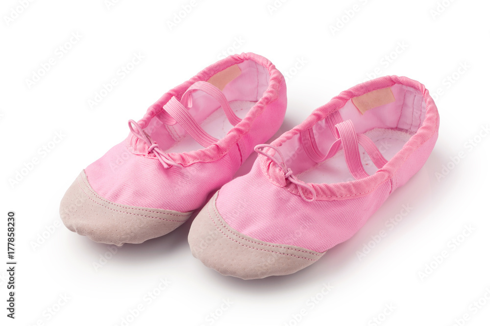 Pink dancing shoes isolated on white background Pink dancing shoes isolated on white background