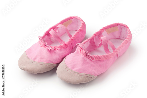 Pink dancing shoes isolated on white background