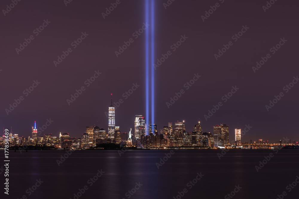 New York City Skyline on September 11th Anniversary 