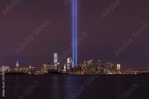 New York City Skyline on September 11th Anniversary 