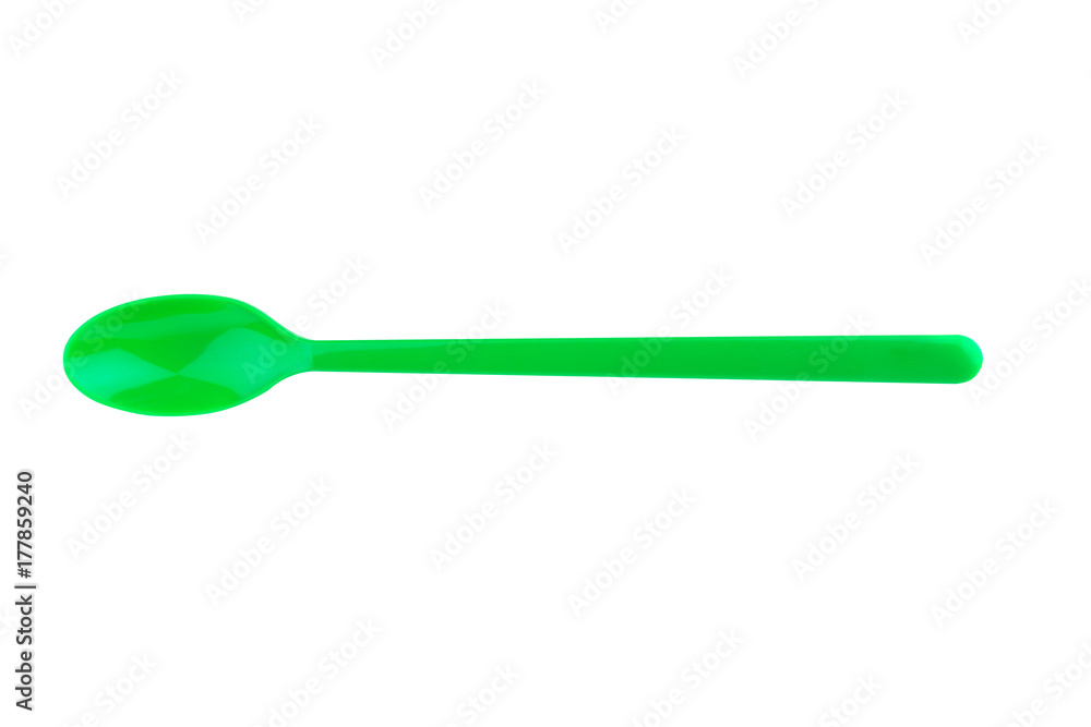 green spoon plastic isolated on white background green spoon plastic isolated on white background