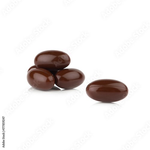 vitamin E. supplementary food. color brown capsule. isolated on white background