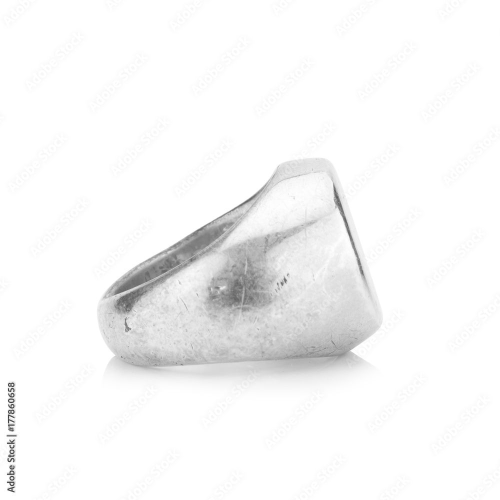 silver ring with scratch isolated on white background