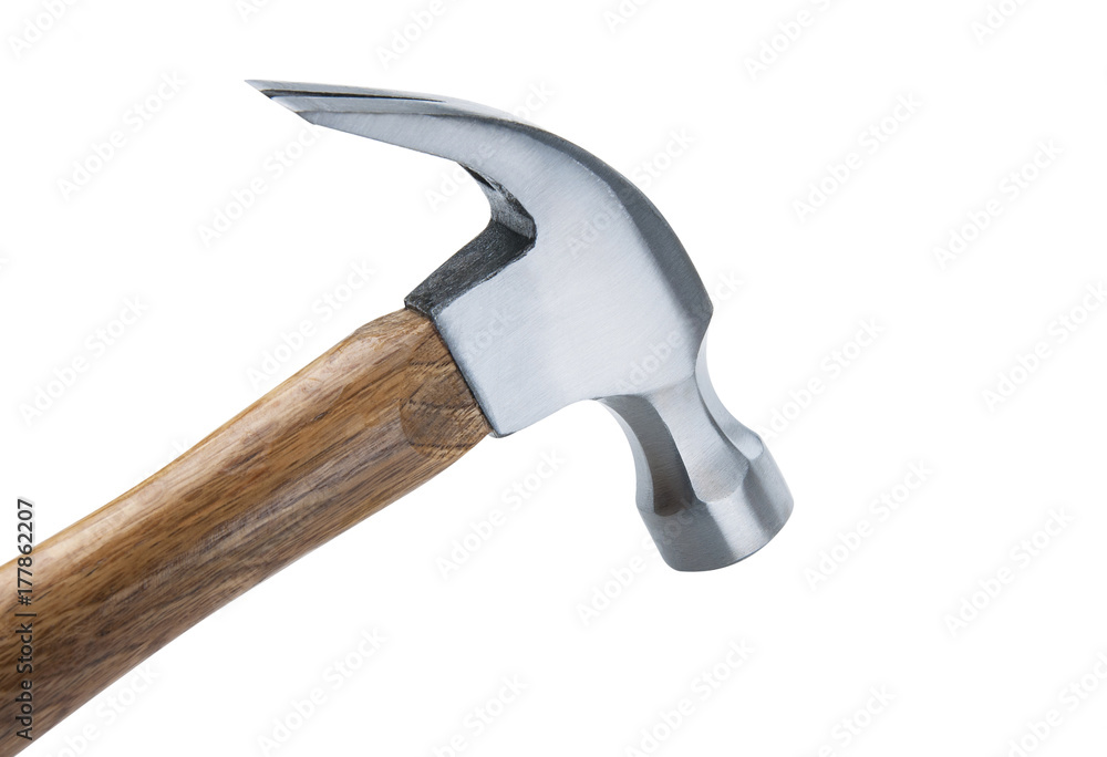 Wood Handle Claw Hammer on White Wood Handle Claw Hammer on White