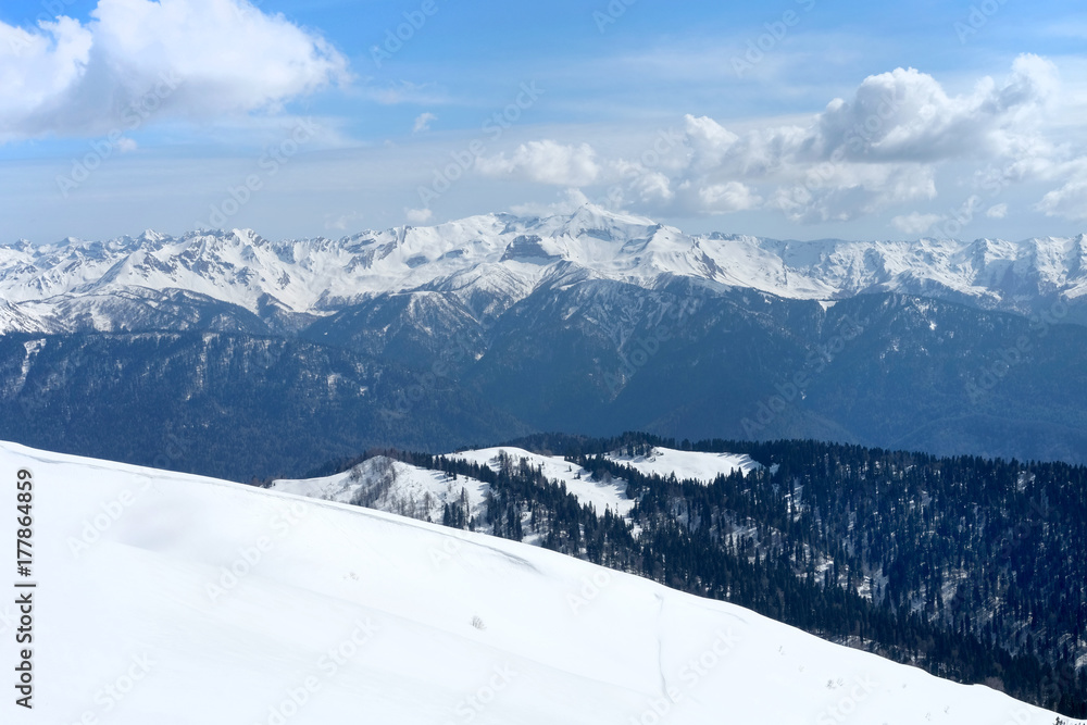 Fototapeta premium Snowy mountains beautiful view